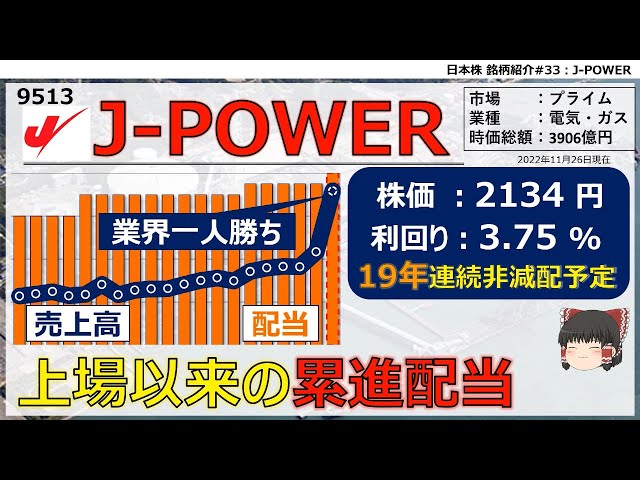 【日本株銘柄紹介33】J-POWER (電源開発)【ゆっくり解説】 #日本株 #日本株投資